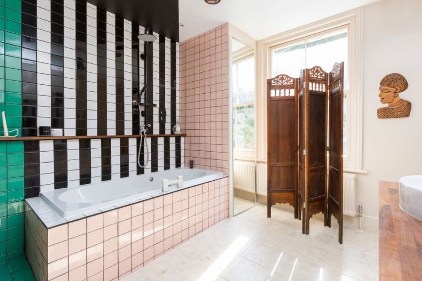 Reka bentuk bilik mandi: jubin gambar selesai dalaman yang terbaik