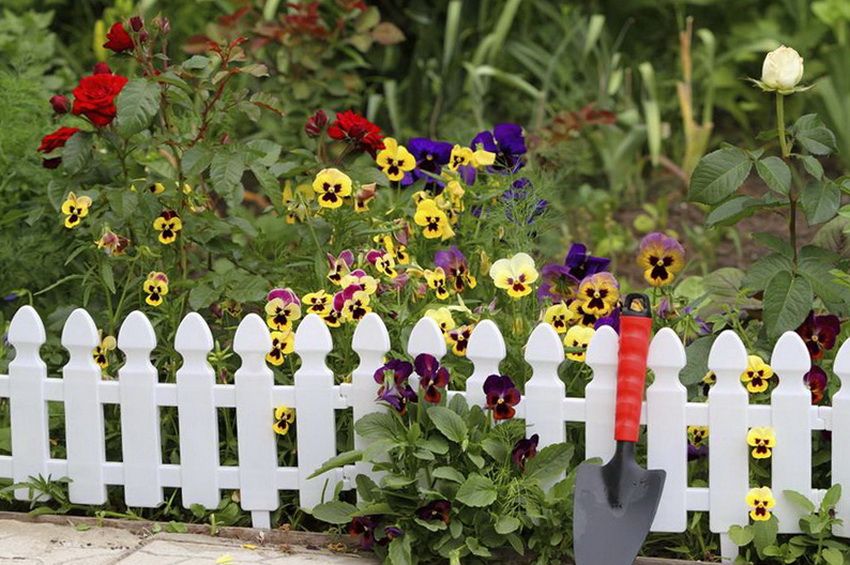 Pagar hiasan untuk berkebun: hiasan kreatif bunga dan platform