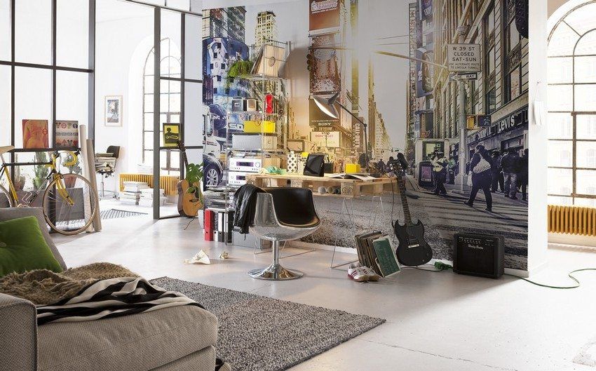 Mural dinding yang meluaskan ruang dalam reka bentuk sebuah pangsapuri moden