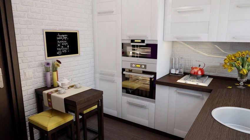 Meja dapur kecil untuk dapur kecil: pengoptimuman ruang yang cekap