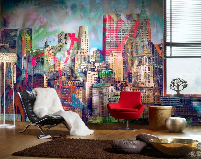 Wallpaper di dalam dewan di apartmen: idea-idea foto untuk membuat pedalaman asal