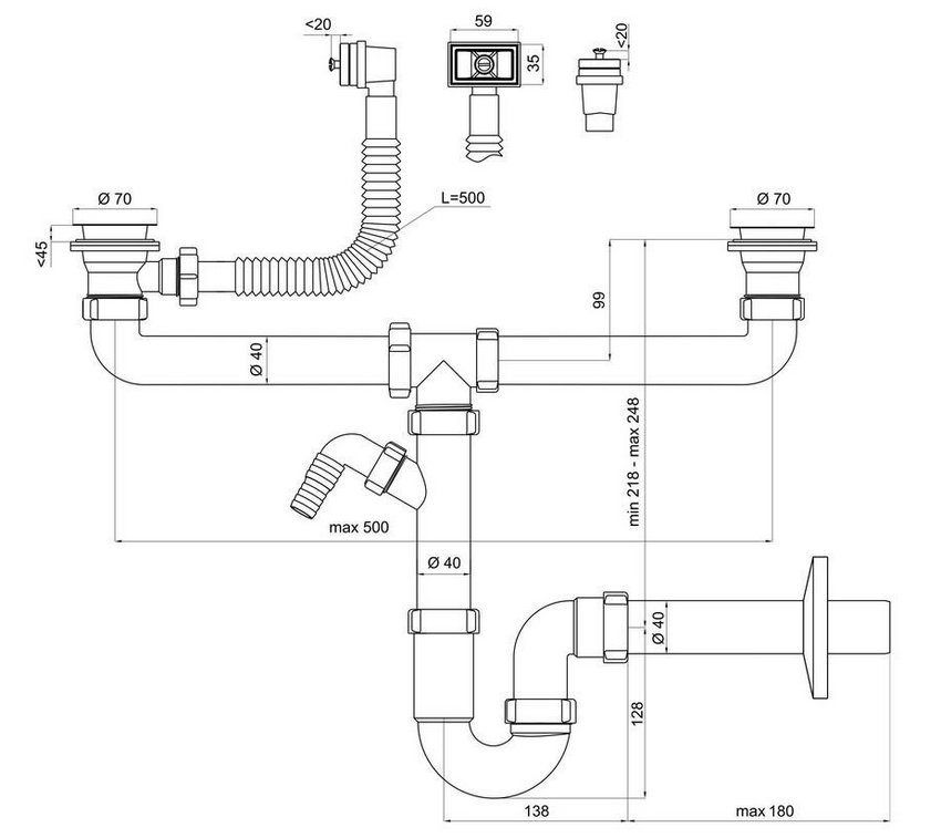 Siphon untuk sinki dapur: pilihan, ciri dan pemasangan