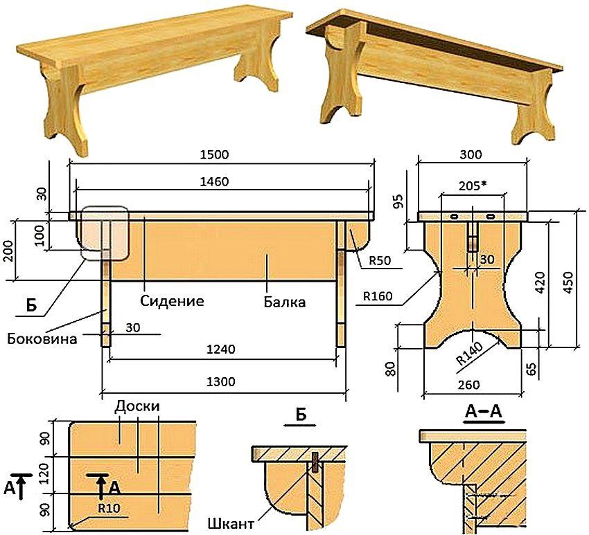 Bench diperbuat daripada kayu dengan tangan mereka sendiri untuk taman