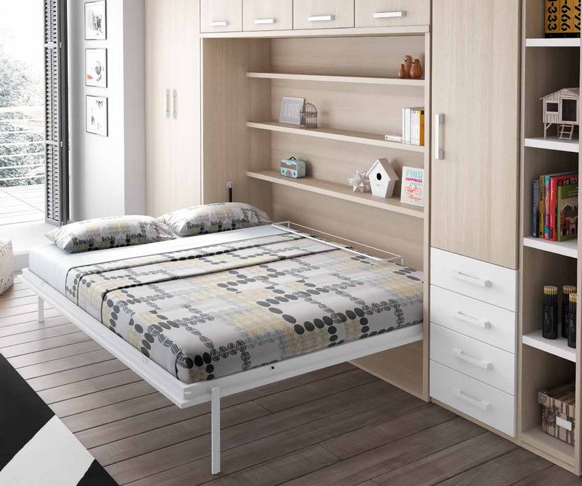 Katil tidur almari pakaian: unsur dalaman ergonomik dan moden